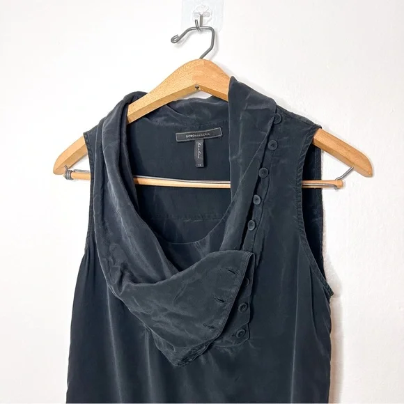 BCBGMaxazria Womens Dark Grey High Low Hem Sleeveless Silk Tunic Top XS - Picture 4 of 7